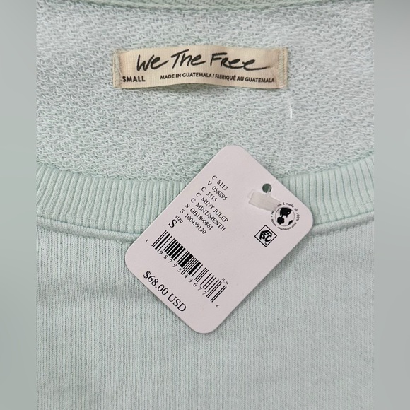 NWT Free People We The Free Camden Cropped Sweatshirt - Mint Julep - Picture 7 of 9
